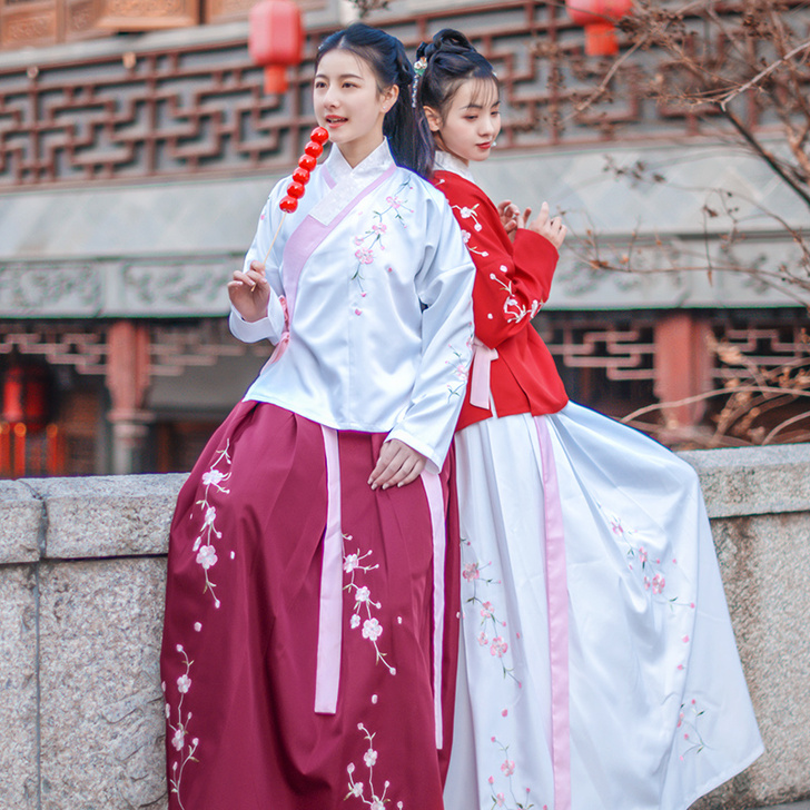 如梦霓裳桃夭春汉服女装齐腰襦裙绣花交领衫裙...