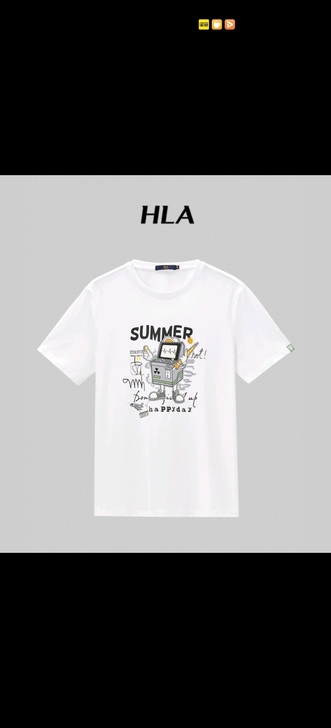 HLA海澜之家新疆棉短袖T恤男2021夏季...