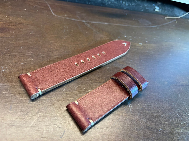 全新 头层植鞣牛皮 手工表带 手工缝制
