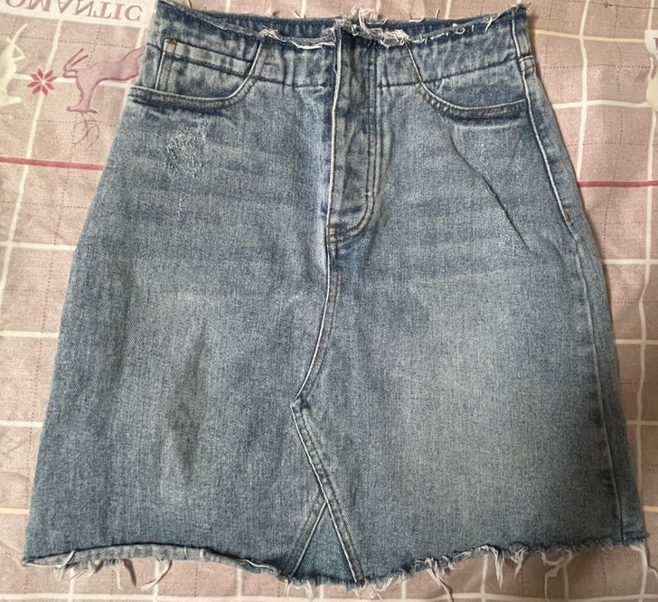 浅蓝磨白牛仔半身裙 s码