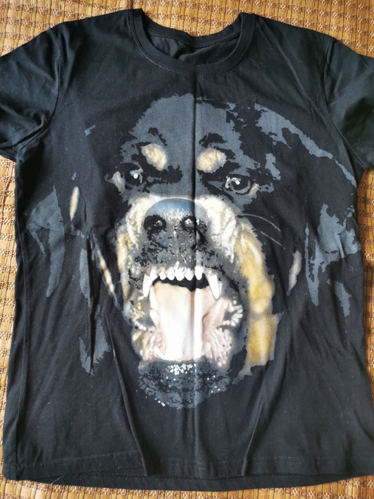包邮！3D印花纯棉黑色狗头潮流中长款T恤短...