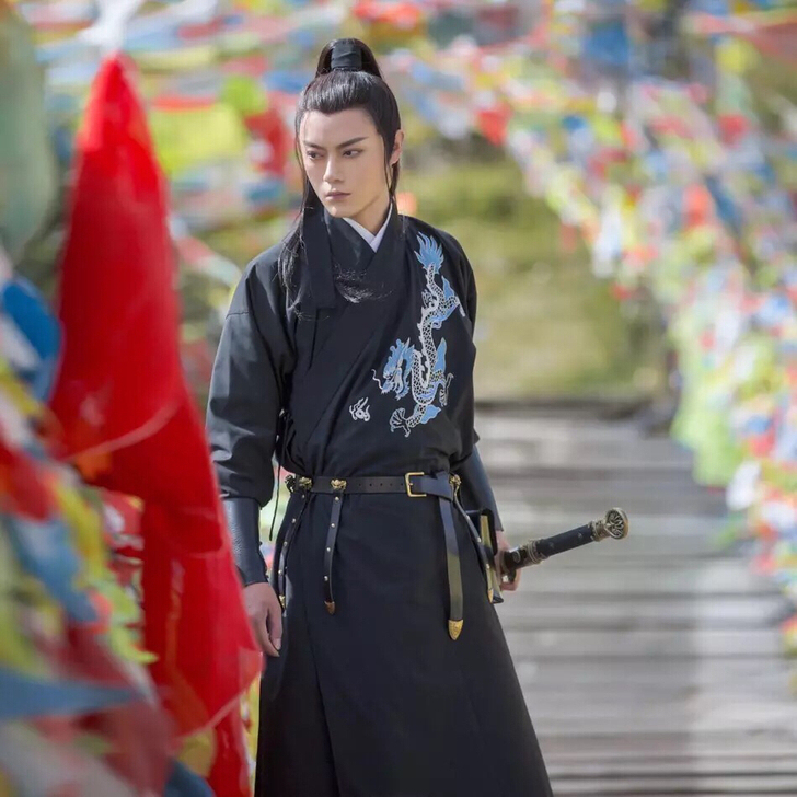 汉服出租！如梦霓裳汉服男装江城子六龙纹刺绣...