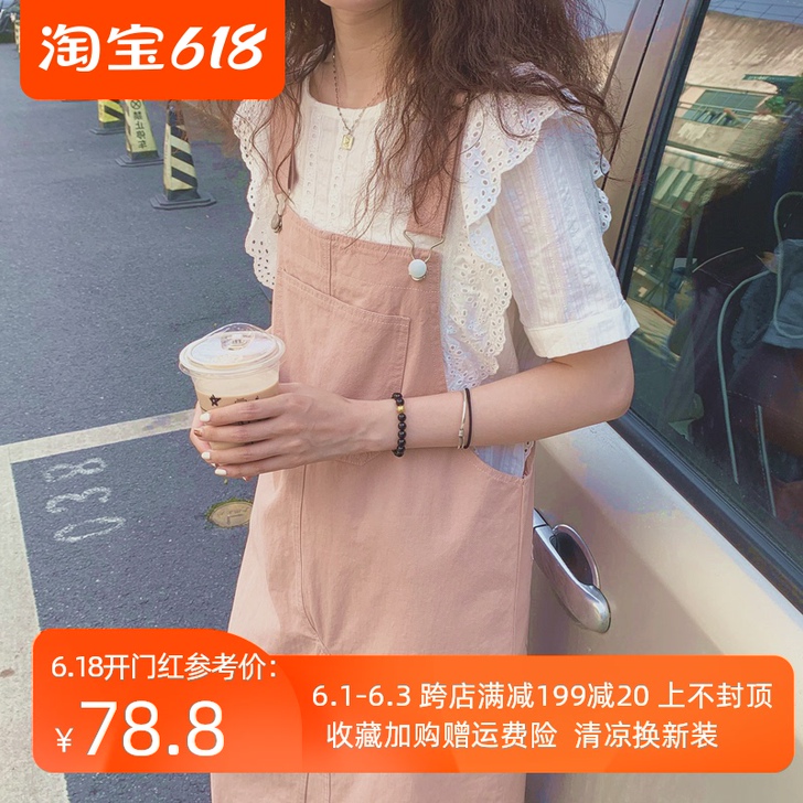 WASE水冰冰牛仔吊带裙温柔风早春裙chi...