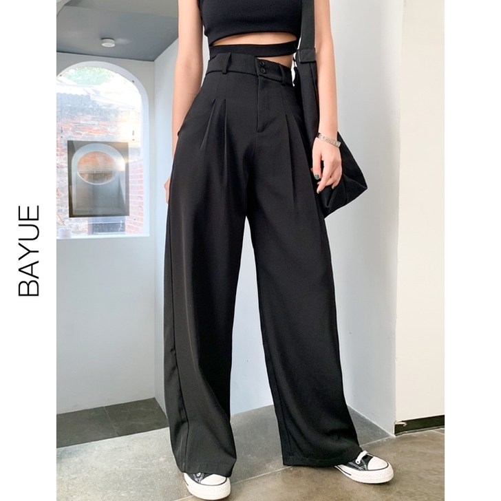 BAYUE八月 两扣西装休闲裤女宽松 百搭...
