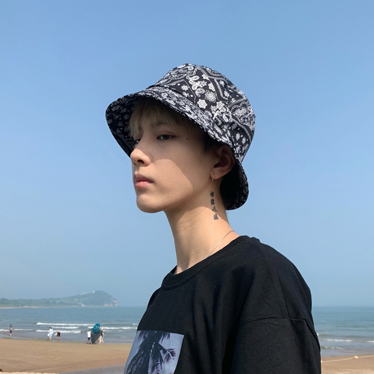渔夫帽男夏季韩版休闲百搭日系腰果花遮阳帽学...