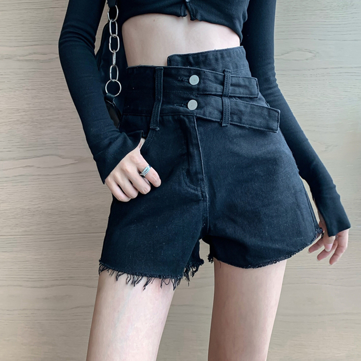 辣妹大码高腰牛仔短裤女夏欧美胖妹妹mm宽松...