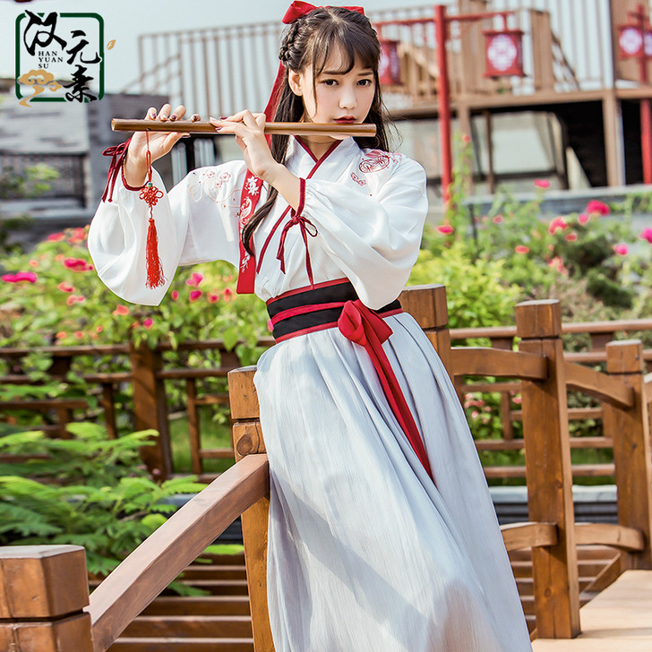 原创红锦汉服日常齐腰襦裙交领中国风夏装侠客...