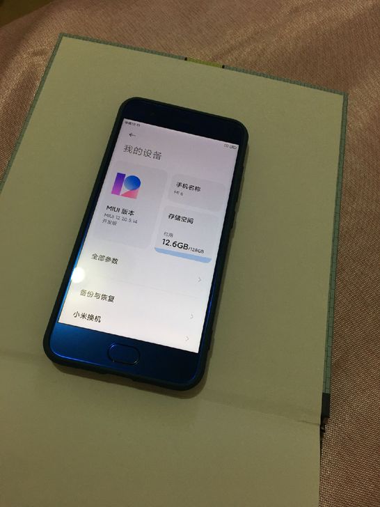 小米6手机。内存是6+128的，后盖有裂了...