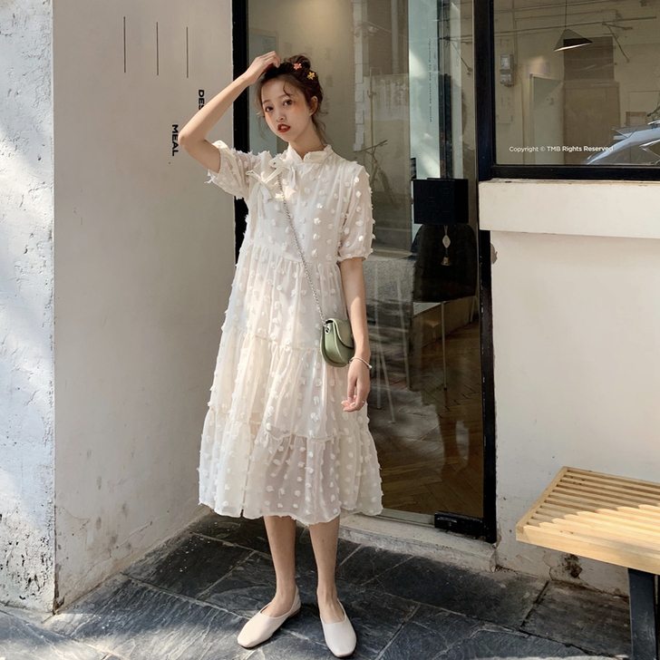 夏装韩版甜美超仙中长款连衣裙女2019新款...