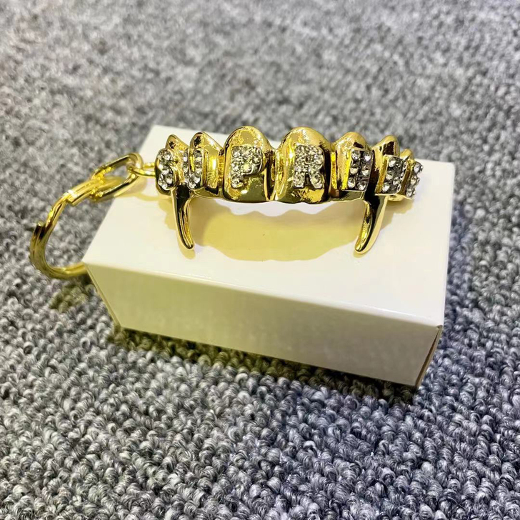 supreme金牙 牙齿钥匙扣 24K金挂件
