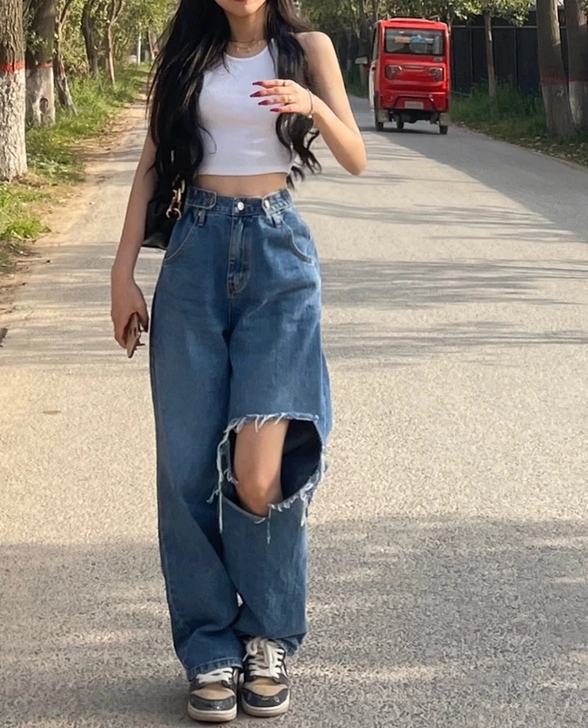 破洞牛仔裤 包邮