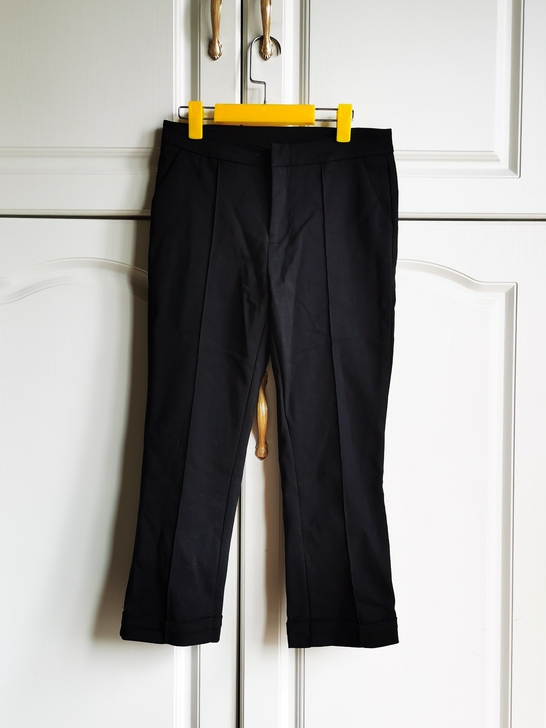 黑色休闲裤纯棉直筒九分裤