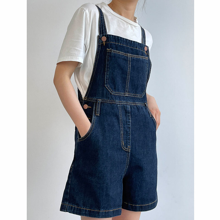 减龄牛仔背带短裤女夏季新款宽松显瘦阔腿牛仔...