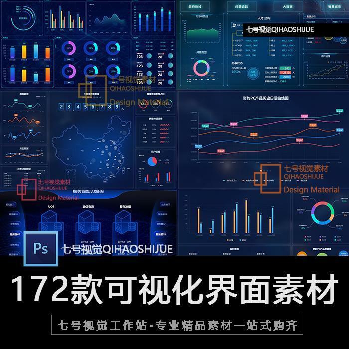 可视化大数据科技网页后台管理图表软件AI界...
