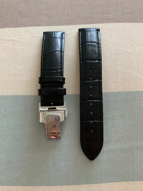 上海牌蝴蝶扣手表带，牛皮，20mm，黑色，...