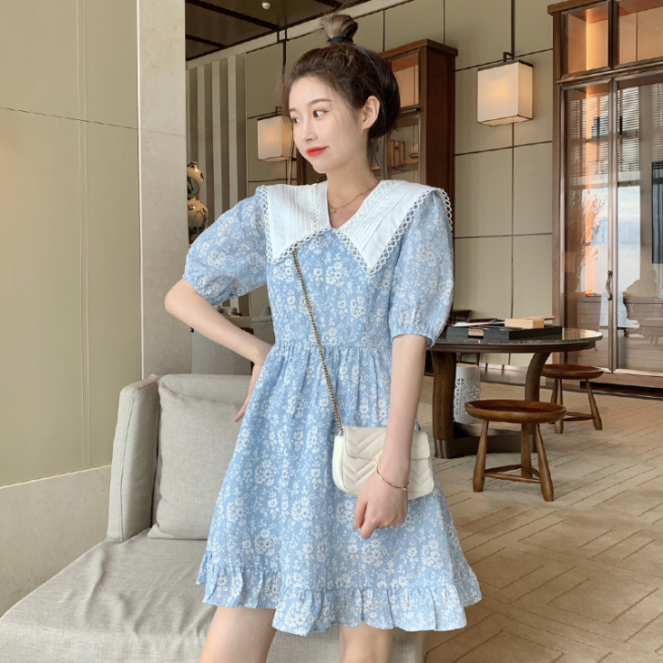 大码胖MM法式初恋甜美连衣裙女夏2021新...