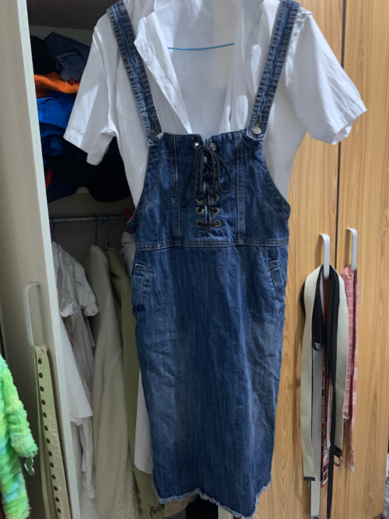 牛仔连衣裙背带裙 绑带vintage