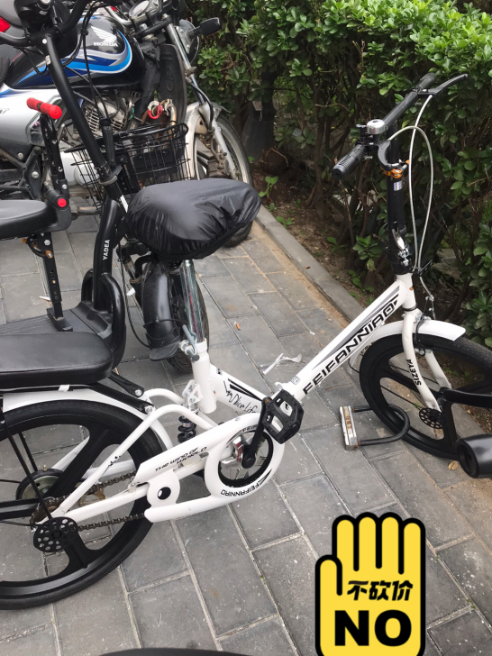 女士折叠自行车，20寸一体轮。加装了柔软硅...