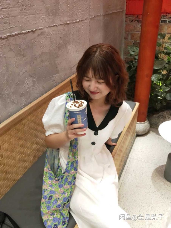 蝴蝶结蓝色格子复古风连衣裙 黑白拼接学院风...