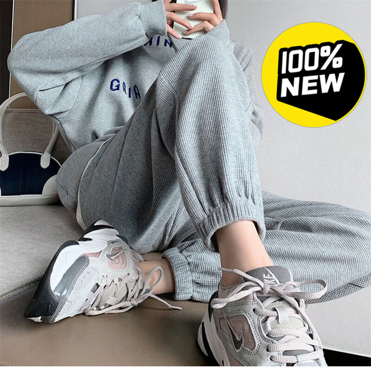 全新包邮秒发华夫格白色裤子女秋2021年新...