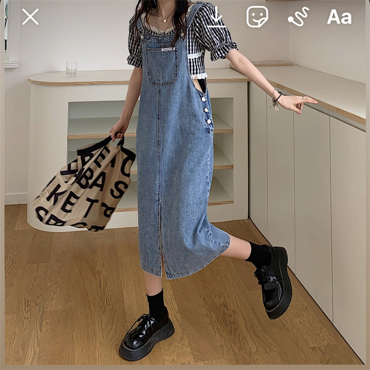 背带裙夏季小个子2021年新款薄款复古减龄...