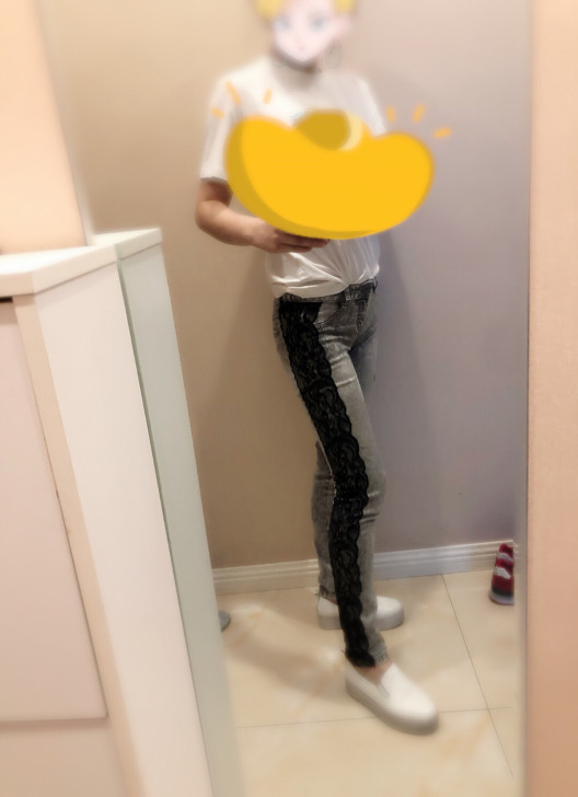 vero moda专柜正品牛仔裤蕾丝拼接牛...