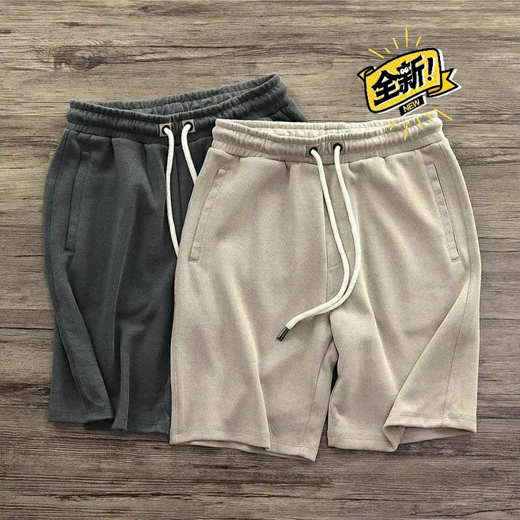 夏季重磅针织日系复古做旧帅气短裤男休闲慵懒...
