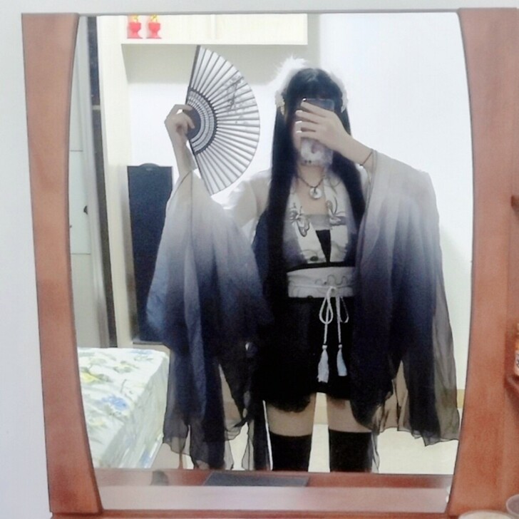 古风cosplay超萌短古装萝莉cos服黑...