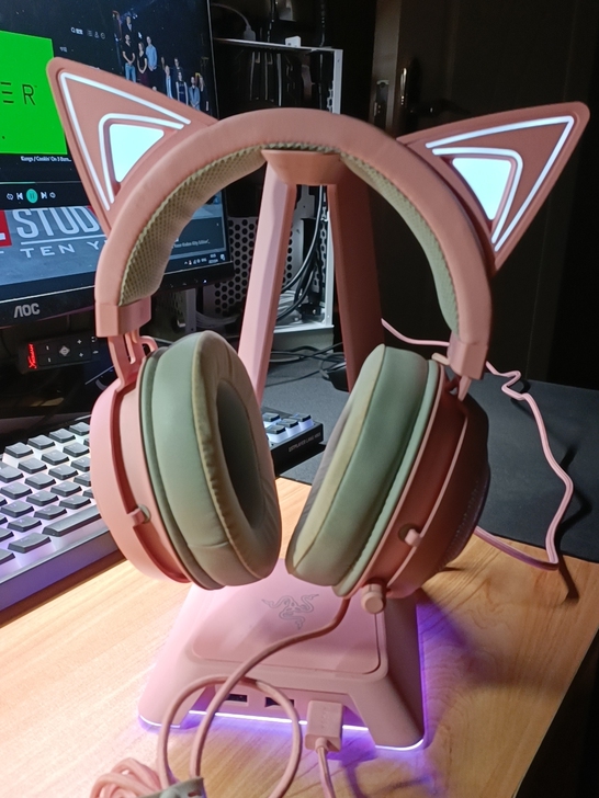 耳机雷蛇北海巨妖萌猫版-粉晶