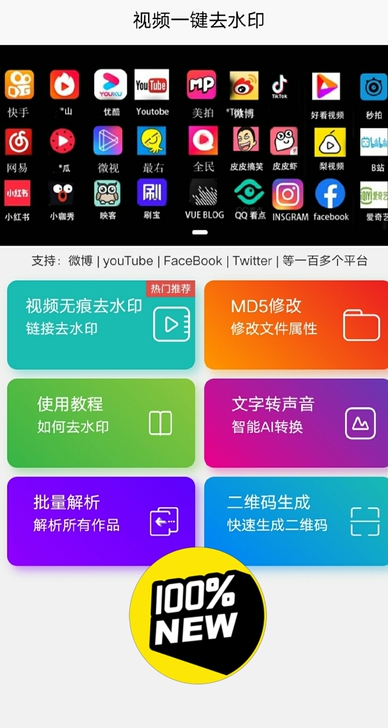 短视频一键去水印,支持一百多个短视频平台一...