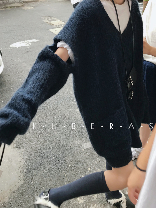 2020秋季新款破洞毛衣女法式复古慵懒风宽...