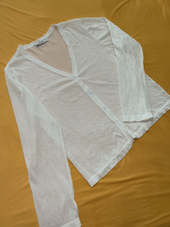 针织衫，均码，可当开衫，防晒衫，白色，上身...