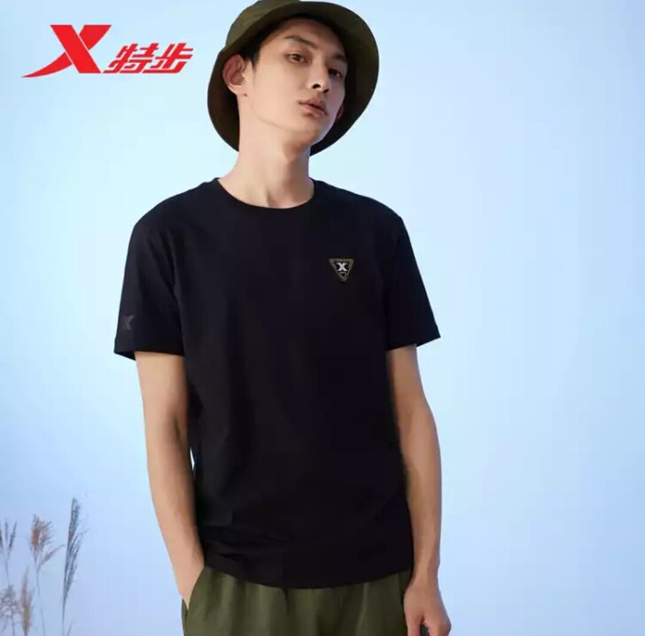 短袖T恤男舒适透气半袖衫运动黑170/17...