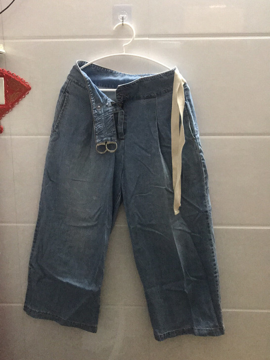 m码高腰阔腿裤牛仔裤设计感小众布料超舒服包邮