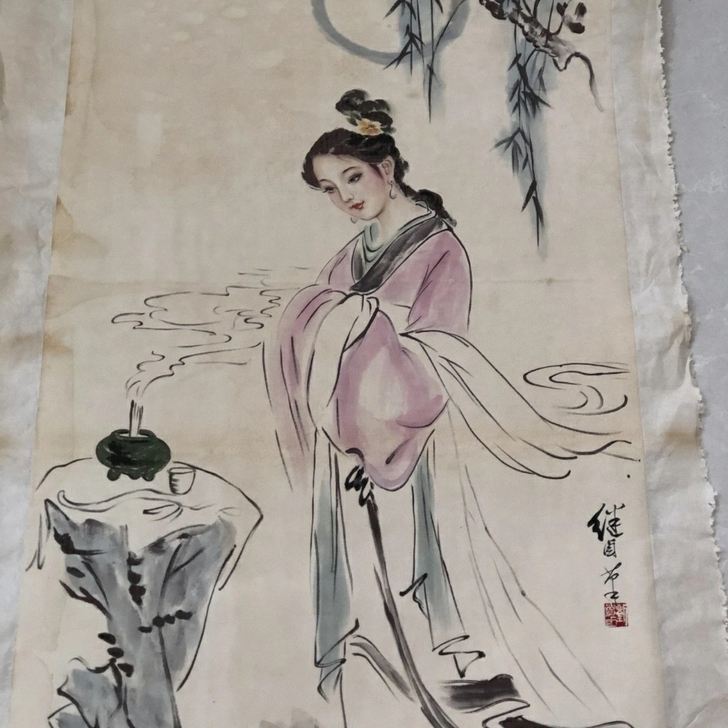 一张宣纸的画。如图 ..品相，没破损  没...