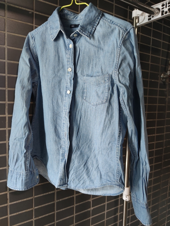 诚衣 浅蓝色牛仔长袖衬衫女S码(155/8...