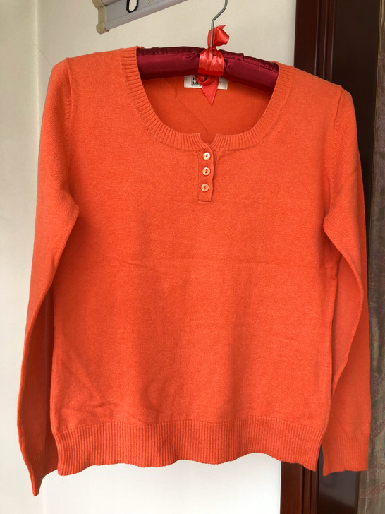 橙色 针织衫 打底衫 圆领