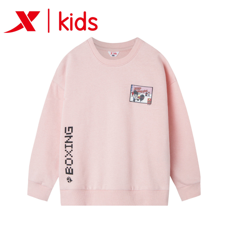 特步童装女童卫衣2019秋季儿童套头衫童卫...