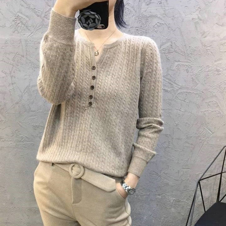 欧洲站毛衣女早秋宽松显瘦上衣短款针织羊绒衫...