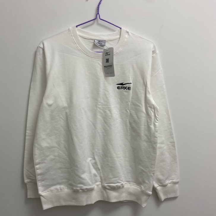 鸿星尔克圆领卫衣男女同款经典刺绣套头衫情侣...