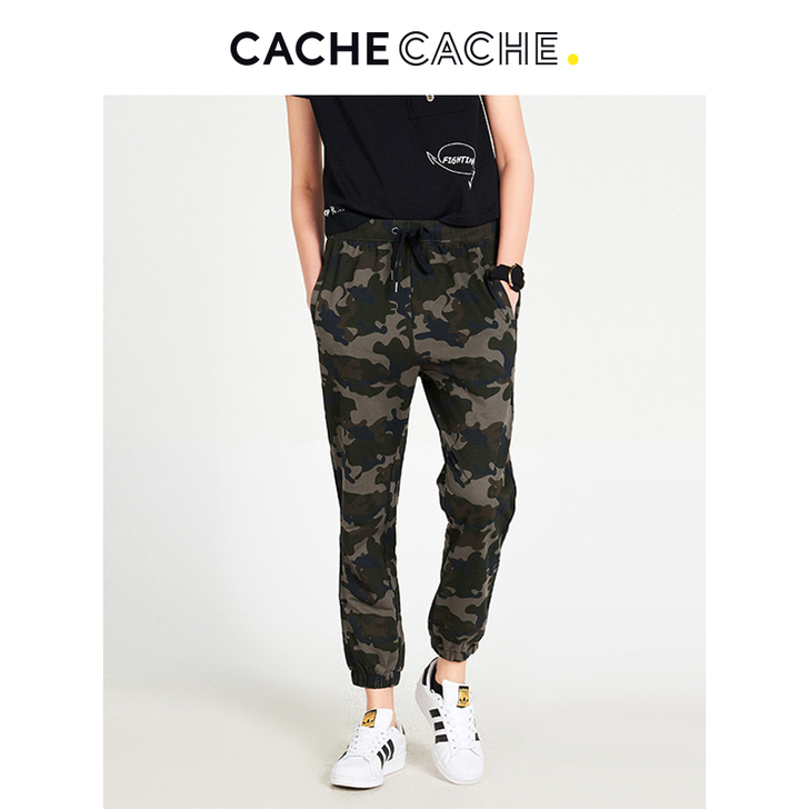 CacheCache女士九分自然腰哈伦裤系...