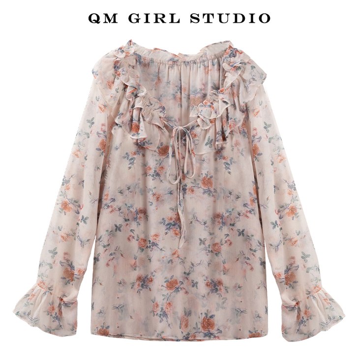 雪纺衫女2021夏季新款衬衫宽松显瘦百搭圆...