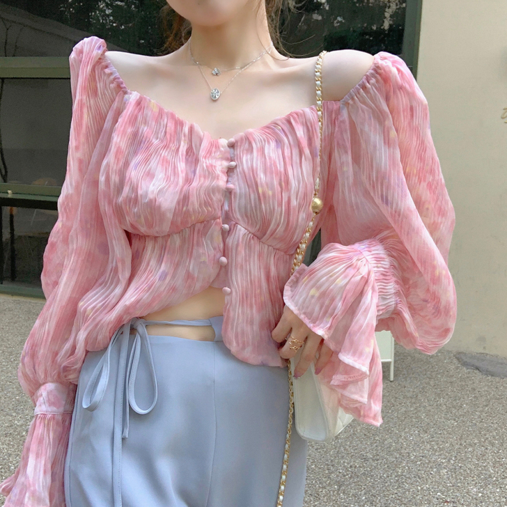 byyou 蕾丝雪纺衫