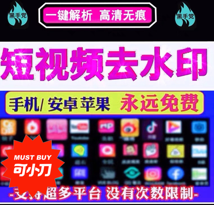 短视频去水印软件一键解析视频消重去重高清无...