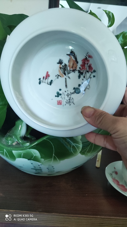 醴陵谭载福老师手绘烟缸品相如图完美