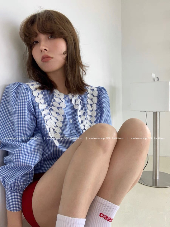 FFU 娃娃领长袖衬衫女设计感小众法式复古...