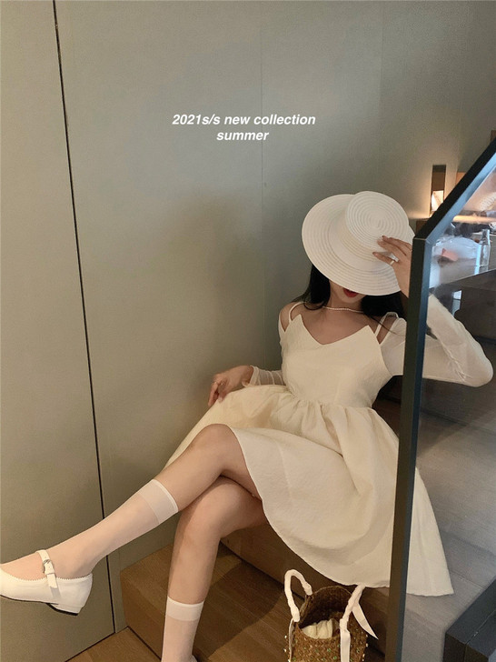 法式小众假两件收腰气质短裙女夏2021新款...