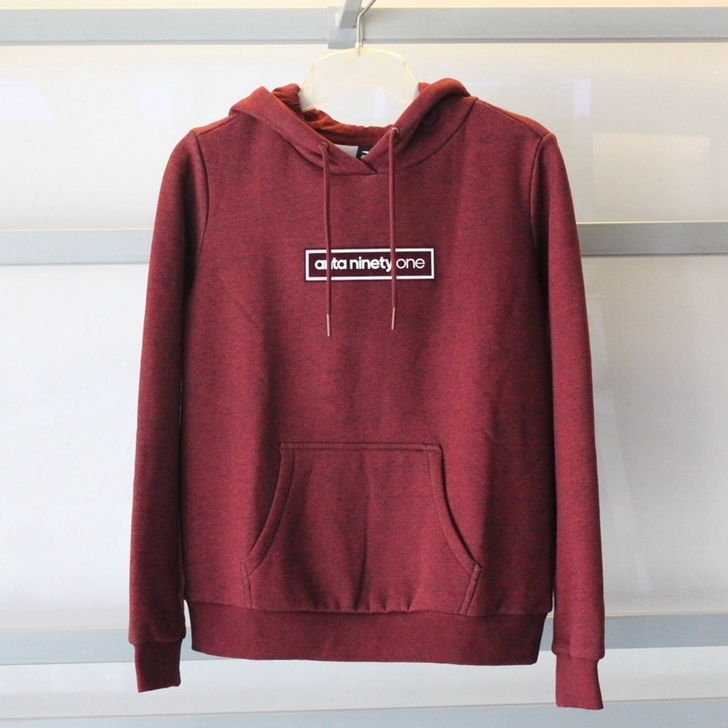 全新ANTA女款安踏连帽加绒卫衣，红花灰配...