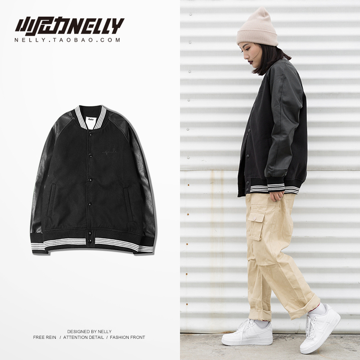 秋冬款街头嘻哈加厚棒球服oversize宽...