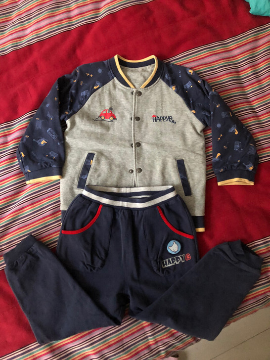 哈.贝比全棉加两层外套长裤，100码，3岁...